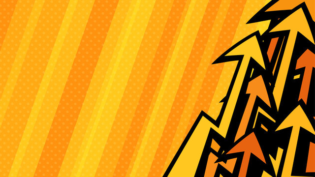 矢印のかっこいい背景イラスト アメコミ風 上昇 黄色 16 9 Stock Vector Adobe Stock