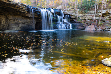 Fall Foliage and Brush Creek Falls, Brush Creek Nature Preserve, Athens, West Virginia, USA