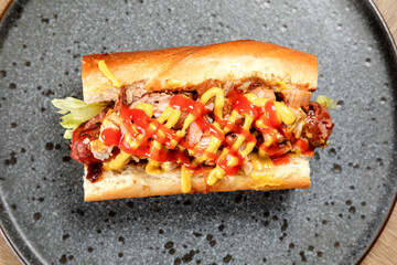 fast food hot dog with homemade sausage