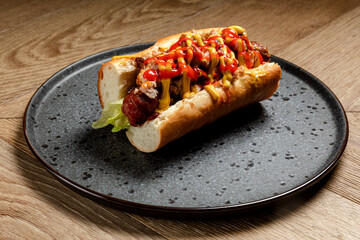fast food hot dog with homemade sausage