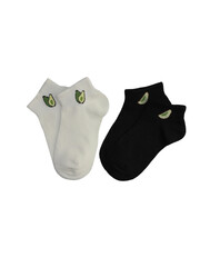 Colored socks for children and adults, isolated on white background