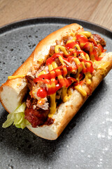 fast food hot dog with homemade sausage