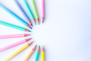 color pencils on white background