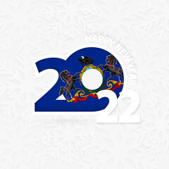 Happy New Year 2022 for Pennsylvania on snowflake background.