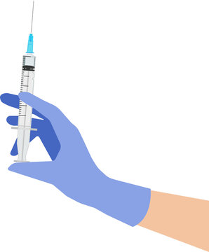 recommend clip art: The syringe is in the doctor's hand. A syringe for injection. A gloved hand holds a syringe. The concept of healthcare in medicine.