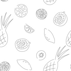pattern seamless fruit exotic stains lines modern bright design print background