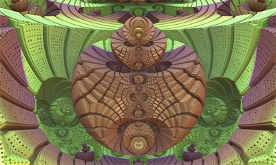 3d fractal illustration. Abstract fractal in bright and colorful color.