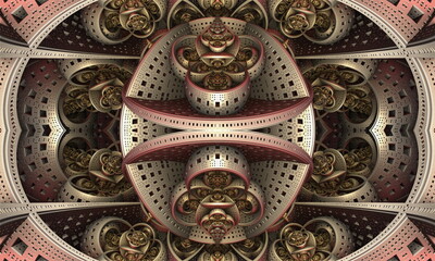 3d fractal illustration. Abstract fractal in bright and colorful color.