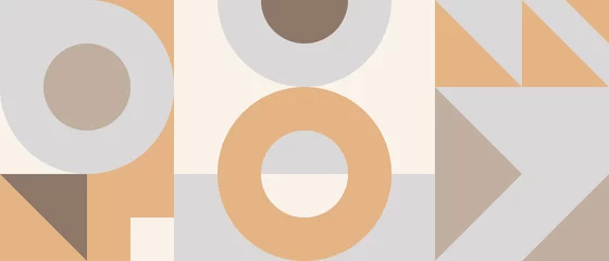 Gardinen Trendy vector abstract geometric background with circles in retro scandinavian style, cover pattern seamless. Graphic pattern of simple shapes in pastel colors, abstract mosaic. © Nadzeya Pakhomava