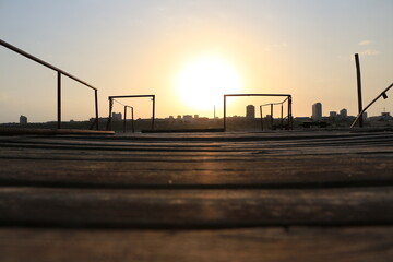 sunset over the pier