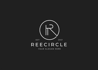 Minimalist letter R logo with circle shape design template