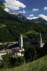 The view of Saint Andreas cathedral in Berchtesgaden, Germany