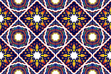 Ethnic pattern design. Aztec fabric carpet mandala ornament boho chevron textile decoration wallpaper. Tribal turkey African Indian traditional embroidery vector illustrations background 