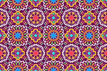 Ethnic pattern design. Aztec fabric carpet mandala ornament boho chevron textile decoration wallpaper. Tribal turkey African Indian traditional embroidery vector illustrations background 