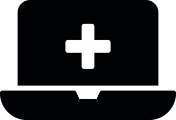 health icons laptop screen  and laptop