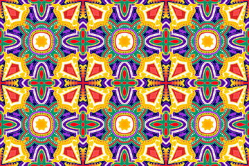 Ethnic pattern design. Aztec fabric carpet mandala ornament boho chevron textile decoration wallpaper. Tribal turkey African Indian traditional embroidery vector illustrations background 