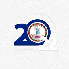 Happy New Year 2022 for Virginia on snowflake background.