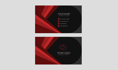 Business card templates. Red and gray colors. Flat style vector illustration
