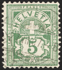 Postage stamps of the Helvetia. Stamp printed in the Helvetia. Stamp printed by Helvetia.