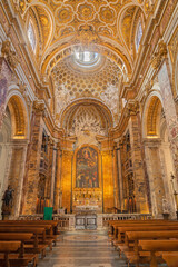 Fototapeta na wymiar ROME, ITALY - SEPTEMBER 1, 2021: The nave of church Chiesa di San Luigi dei Francesi.