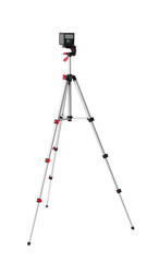 Laser level with tripod isolated on white