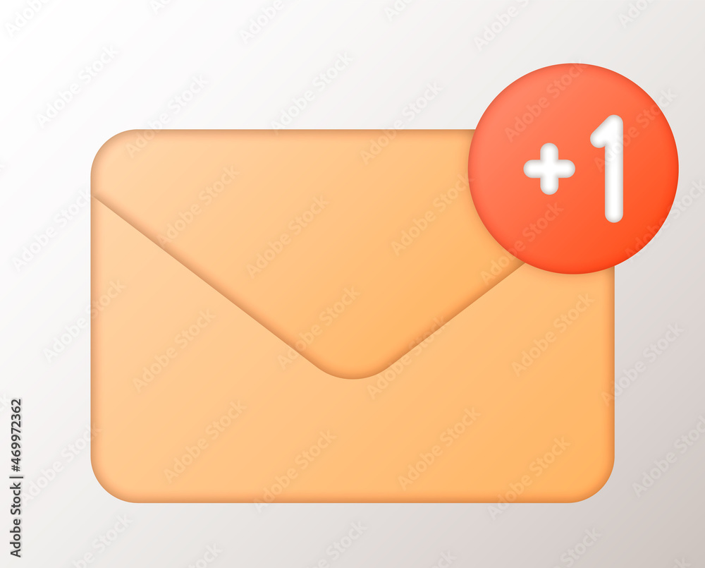 Poster one incoming message, open message icon, notification. vector, isolated