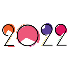 2022 design.Cover of card for 2022 Creative design in colors on white background