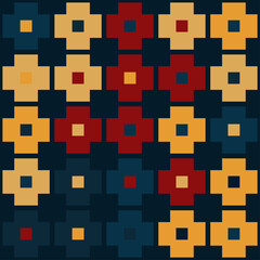 Abstract geometric pattern of squares with crosses. Seamless mosaic and tile. Vector illustration