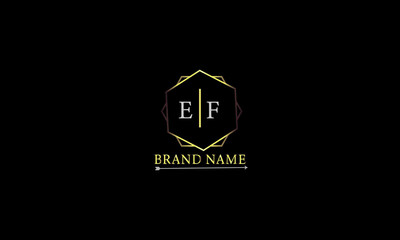 EF is unique luxury vector with a attractive golden color and black background.