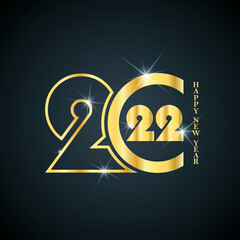 2022 happy new year golden design. Luxury Cover of card for 2022.