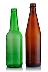 Two glass empty beer bottles