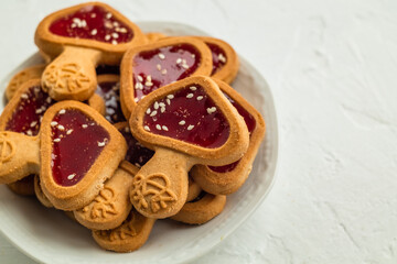 Mushroom shaped cookies. Christmas cookies on a white background.