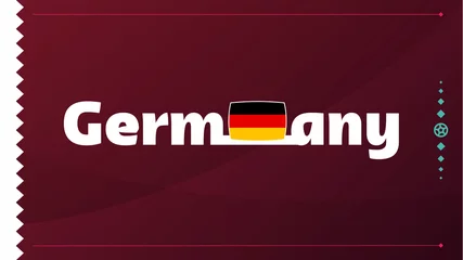 Fotobehang Germany flag and text on 2022 football tournament background. Vector illustration Football Pattern for banner, card, website. national flag germany qatar 2022, world cup  © lunarts_studio