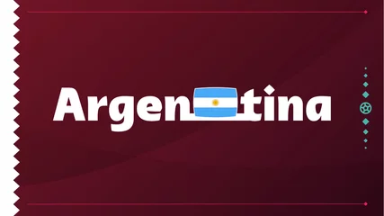 Fotobehang Argentina flag and text on 2022 football tournament background. Vector illustration Football Pattern for banner, card, website. national flag argentina qatar 2022, world cup  © lunarts_studio