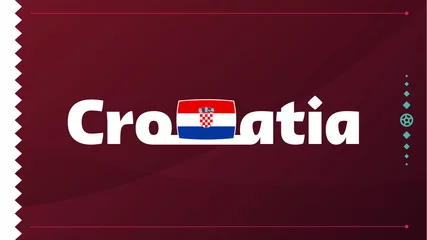 Fotobehang croatia flag and text on 2022 football tournament background. Vector illustration Football Pattern for banner, card, website. national flag croatia qatar 2022, world cup  © lunarts_studio