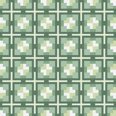 Abstract geometric pattern of squares with crosses. Seamless mosaic and tile. Vector illustration