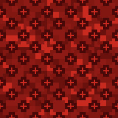 Abstract geometric pattern of squares with crosses. Seamless mosaic and tile. Vector illustration