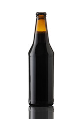 a brown bottle full of dark beer