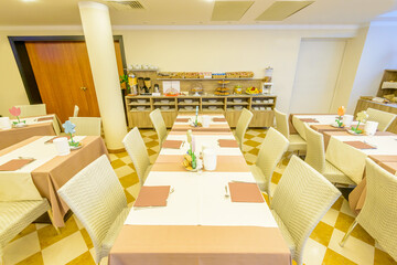 Interior of a hotel restaurant.