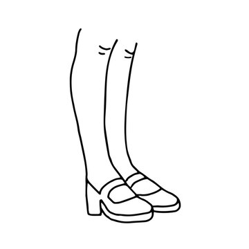 Beautiful hand-drawn fashion vector illustration of a lady's legs and shoes isolated on a white background for coloring book