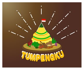 Tumpeng rice logo. Tumpeng rice icon. tumpeng rice background. Vector design illustration. Tumpengku is rice in the form of small mountains made during big day celebrations or alms events in Indonesia