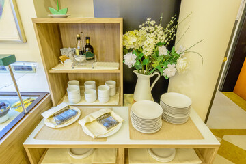 Interior of a hotel restaurant.