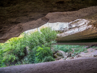 Cave under a canopy in Krasnaya Balka, northern part of White Rock, Belogorsk, Crimea