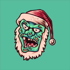 christmas zombie illustration vector design