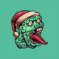 christmas zombie illustration vector design