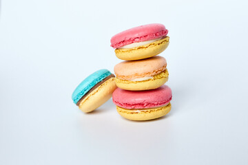 Stack of macaroons on a white background