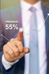 Businessman plan graph growth and increase of chart positive indicators in his business...Business...