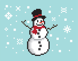 Obraz na płótnie Canvas Pixel Snowman