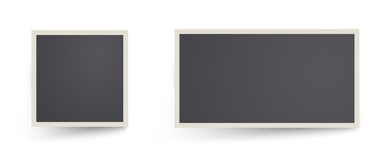 realistic modern photo frames . photo mockup design. Grunge gray background. Vector illustration