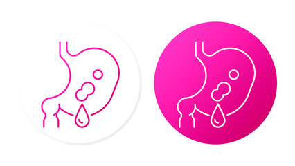 Symptoms of stomach problems (stomach ulcer). Two lines icons concept